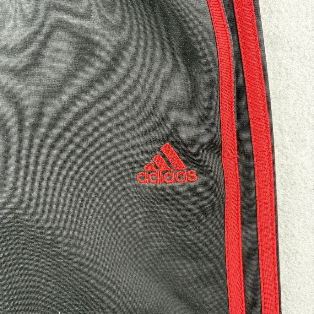 Vintage 2001 adidas 3 Stripe Track Pants Men's Medium Black Red Y2K Wide Leg